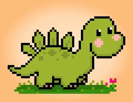 8 bit pixels dinosaur Stegosaurus. Animals in vector illustrations Illustrazione stock
