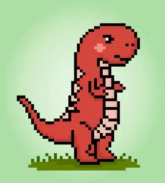8 bit pixels dinosaur T rex. Animals in vector illustrations Stock Illustration