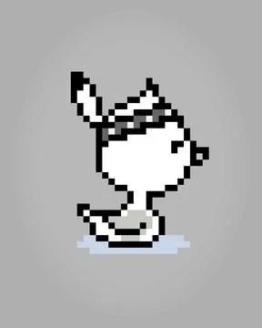 8 bit pixels the duck are swimming. Animal game assets in vector illustration 스톡 일러스트