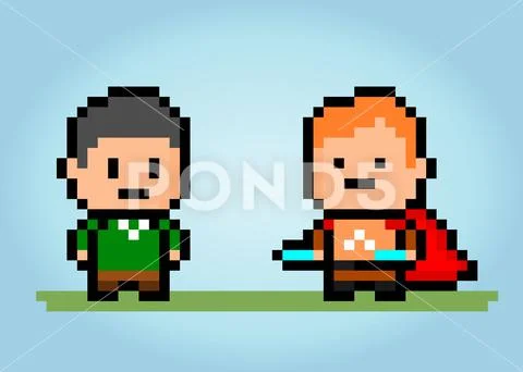 8-bit pixels hero avatar. Game character in vector illustration ...