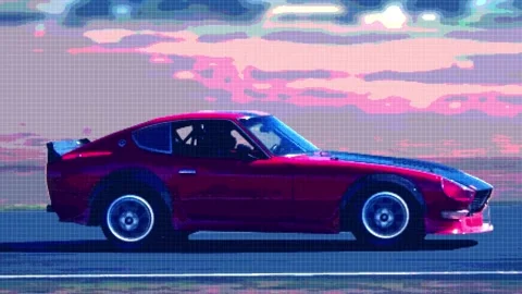 8 bit race car loop. 3d animation | Stock Video | Pond5