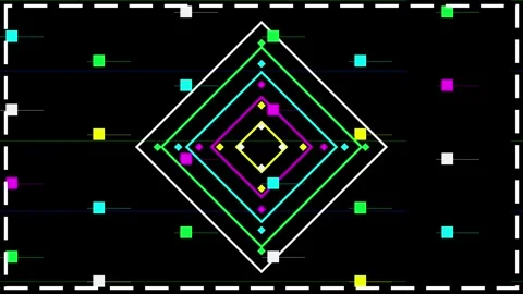 8 bit retro arcade style geometric squares background Stock Footage 345593227