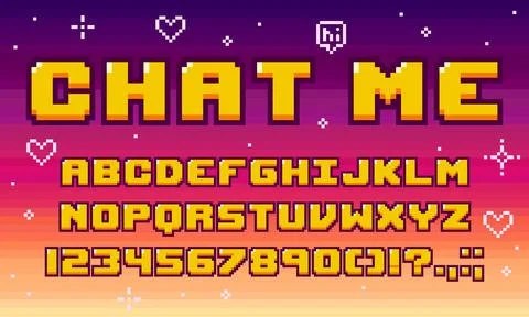 8 bit retro game font, 8bit pixel art type letters Stock Illustration