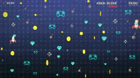8-Bit Retro Video Game Background Stock Footage 153418267