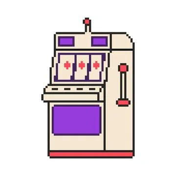 8 bit slot machine icon. Pixel art object. Retro 80s,90s video game graphics. 스톡 일러스트