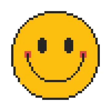 8 bit smile icon. Pixel art object. Retro 80s,90s video game graphics. Illustrazione stock