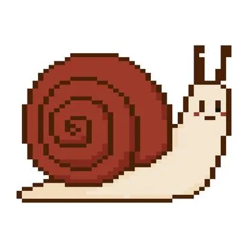 8 bit snail. Pixel art object. Old school vintage game graphic Stock Illustration