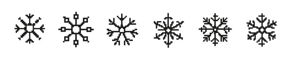 8 bit snowflake icon. Pixel retro arcade game frozen winter symbol Stock Illustration
