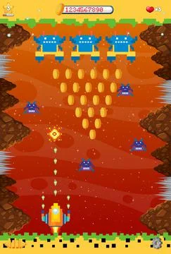 8-bit space game interface Ilustração Stock