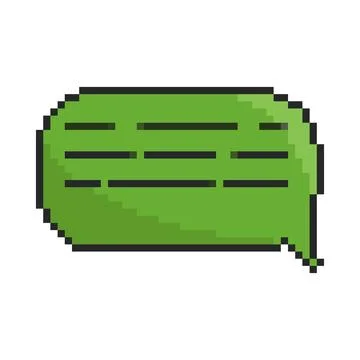 8 bit speech bubble icon. Pixel art object. Old school vintage game graphic. Stock Illustration