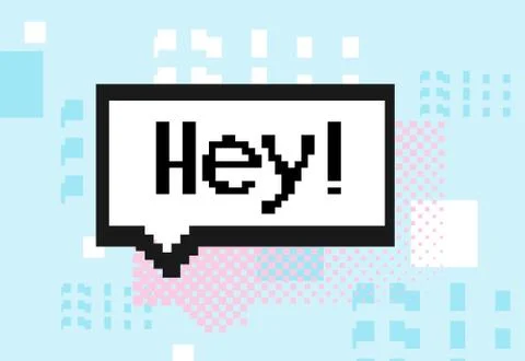 8 bit speech bubble shapes. Hey Stock Illustration