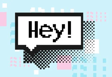 8 bit speech bubble shapes. Hey Stock Illustration