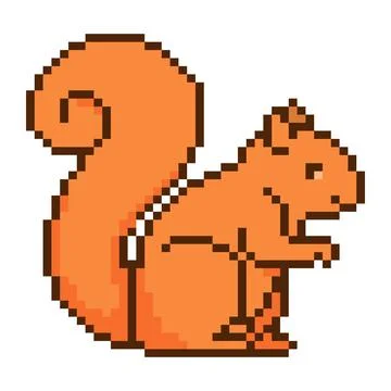8 bit squirrel. Pixel art object. Old school vintage game graphic. Stock Illustration