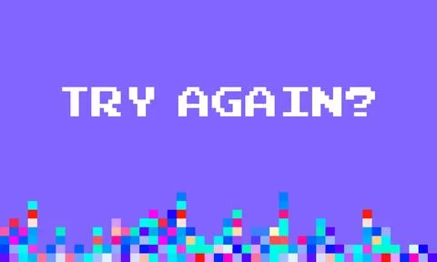 8-bit style design of try again message. Vector retro gaming illustration Stock Illustration