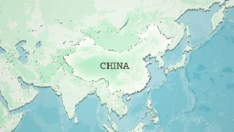 8-bit Style World Map with a zoom of the China Video stock 310997379