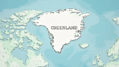 8-bit Style World Map with a zoom of the Greenland Stock Footage 311002589