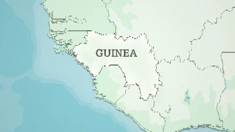 8-bit Style World Map with a zoom of the Guinea Video stock 311002685