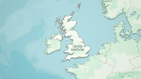 8-bit Style World Map with a zoom of the United Kingdom - UK Video stock 311003081