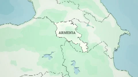 8-bit Style World Map with a zoom of the Armenia Video stock 311204343
