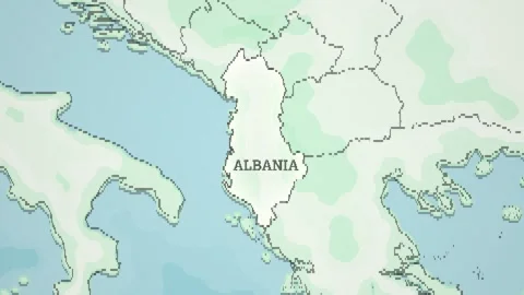 8-bit Style World Map with a zoom of the Albania Stock Footage 311204369