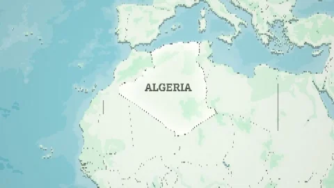 8-bit Style World Map with a zoom of the Algeria Video stock 311204409