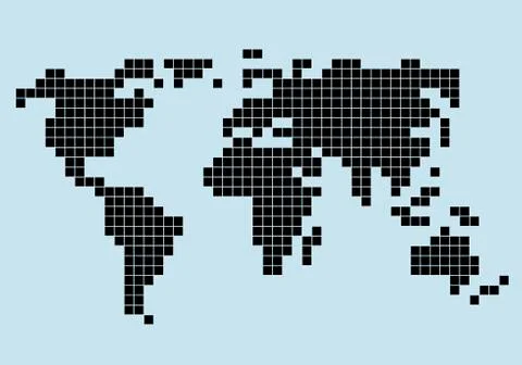 8-bit style world map 스톡 일러스트