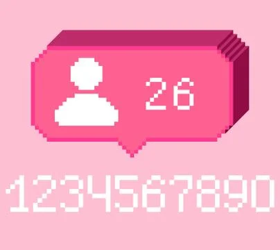 8 bit subscriber follower bubble icon with digits Stock Illustration