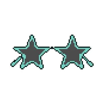 8 bit sunglasses icon. Pixel art object. Old school vintage game graphics. Stock Illustration