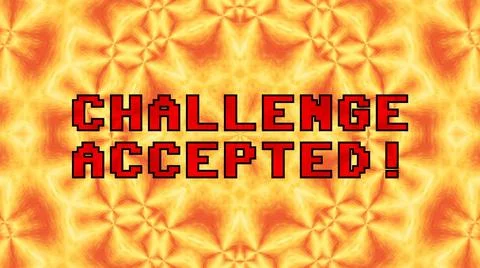 8 bit text challenge accepted mandala sunset Stock Illustration