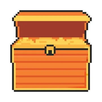 8 bit treasure chest icon. Pixel art object. Old school computer graphic styl Stockillustratie