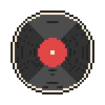 8 bit vinyl record icon. Pixel art object. Old school vintage game graphics. Stock Illustration