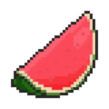 8 bit watermelon icon. Pixel art object. Retro 80s,90s video game graphics. 스톡 일러스트