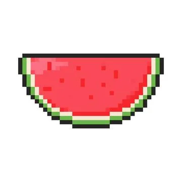 8 bit watermelon icon. Pixel art object. Retro 80s,90s video game graphics. 스톡 일러스트