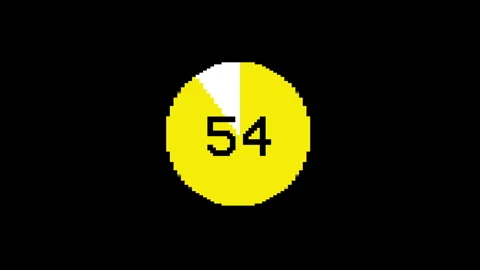 8-bit Yellow 60s Countdown Timer on Black, Retro Pixel 4K Animation Vidéo 273573397