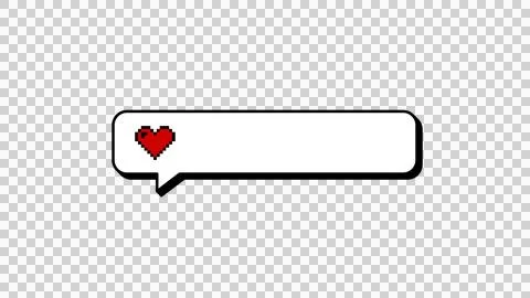 8-bits pixel art heart comment balloon in neubrutalism design style. Illustrazione stock