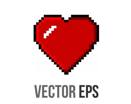8 bits pixel art love red heart icon Stock Illustration