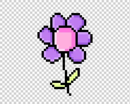 8 bits pixel art love purple flower icon Illustrazione stock