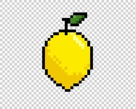 8 bits pixel art yellow lemon cherry icon Stock Illustration