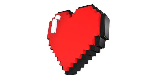 8 bits pixel heart illustration isolated on a white background. Retro arcade  Stock Illustration