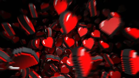 8 bits pixel hearts animation. Retro arcade video game Valentine´s Day Видео 102386160