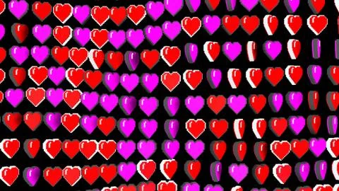 8 bits pixel hearts illustration. Retro arcade video game Valentine´s Day re Stock Illustration