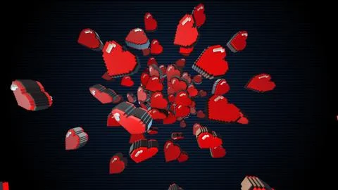 8 bits pixel hearts illustration. Retro arcade video game Valentine´s Day re Stock Illustration