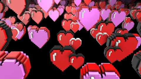 8 bits pixel hearts illustration. Retro arcade video game Valentine´s Day re Stock Illustration