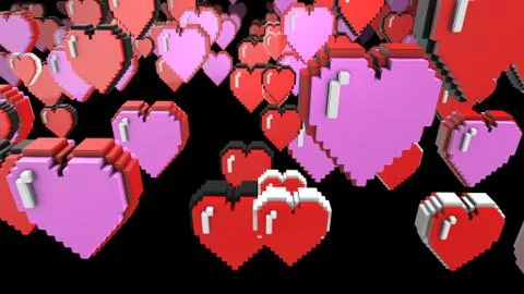 8 bits pixel hearts illustration. Retro arcade video game Valentine´s Day re Stock Illustration