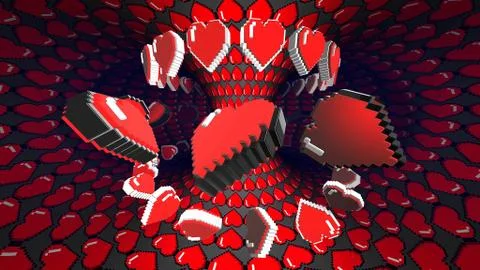 8 bits pixel hearts illustration. Retro arcade video game Valentine´s Day re Stock Illustration