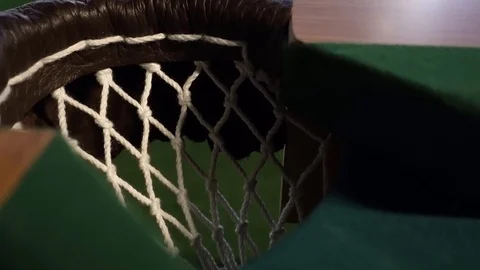 8 black pool ball enter hole close up Stock Footage 93982596