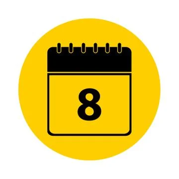 8 Calendar Yellow Vector Icon Stock Illustration