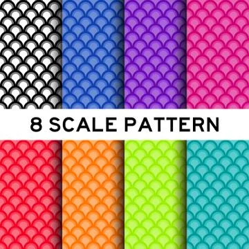 8 color of fish scale pattern background 스톡 일러스트