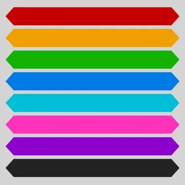 8 color octagonal button /  banner shape. Colorful button, banner, tag, label Stock Illustration