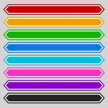 8 color octagonal button /  banner shape. Colorful button, banner, tag, label Stock Illustration